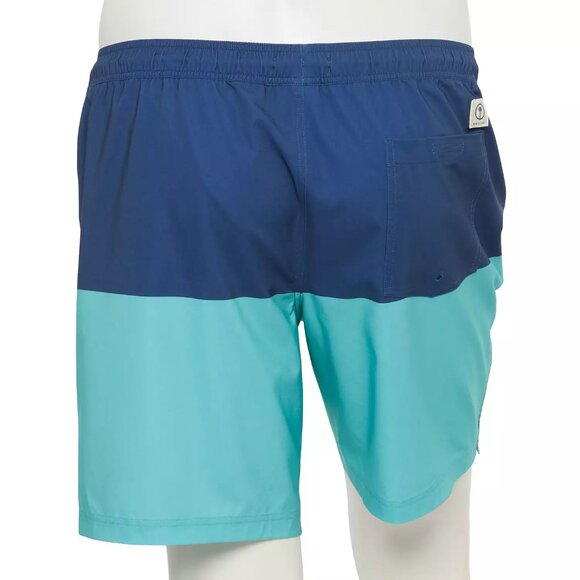Big & Tall Trinity Coast 9" Inseam Colorblock Swim Trunks, Blue, Size:4XB - Picture 2 of 2
